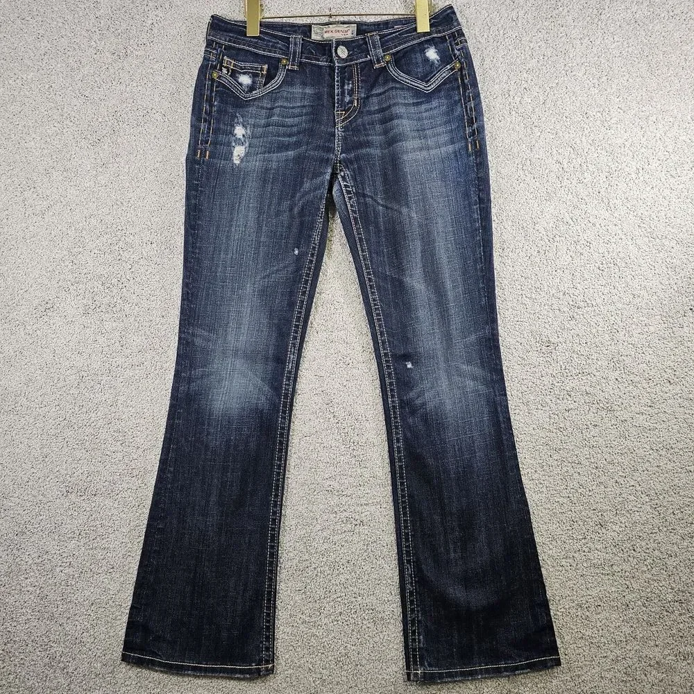 MEK Denim Jeans Womens 28x32 Oaxaca Slim Boot Low Rise Western Biker Rock
